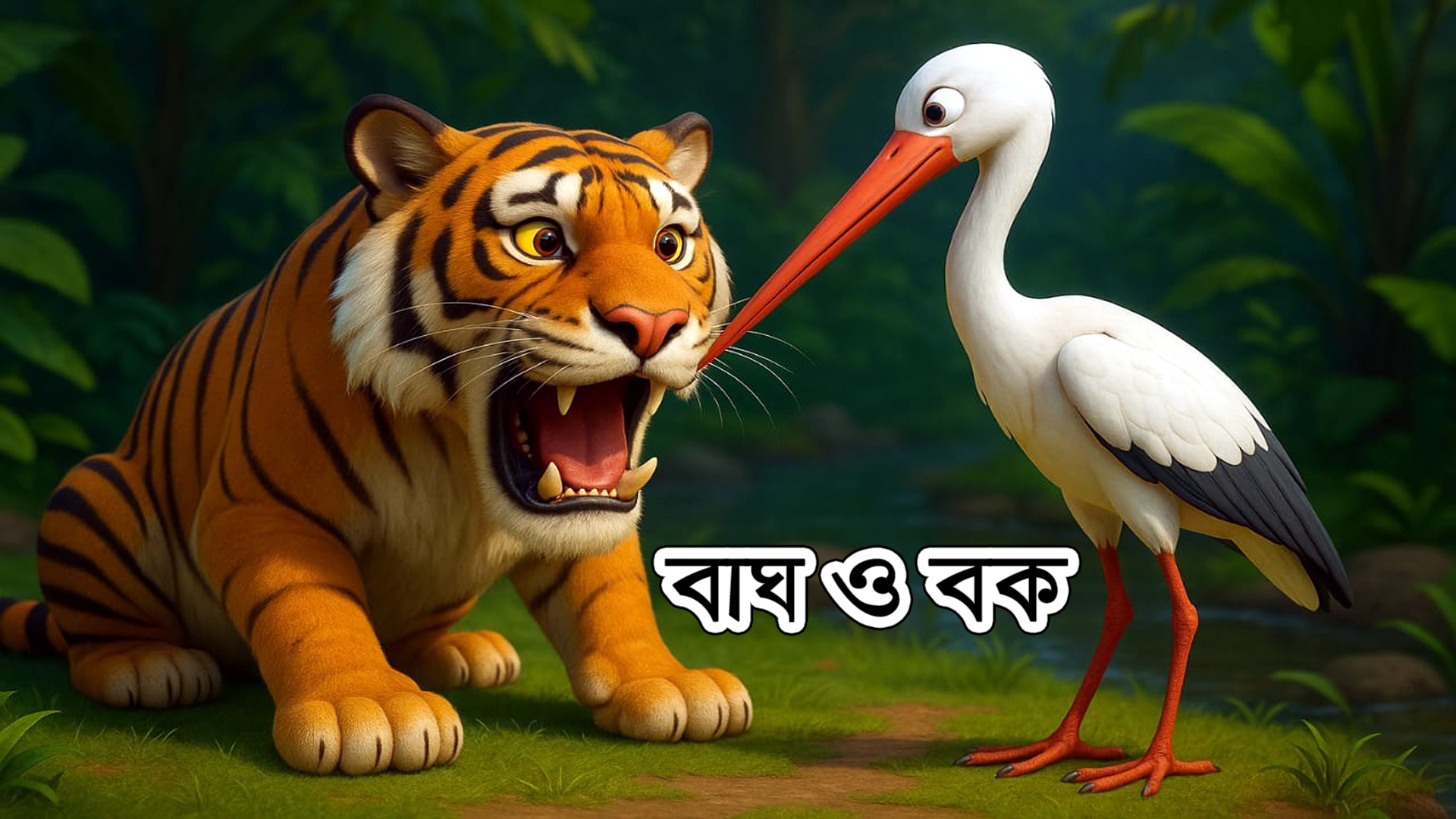 বাঘ ও বক-ঈশপের গল্প, Bhag o bok-Isoper golpo