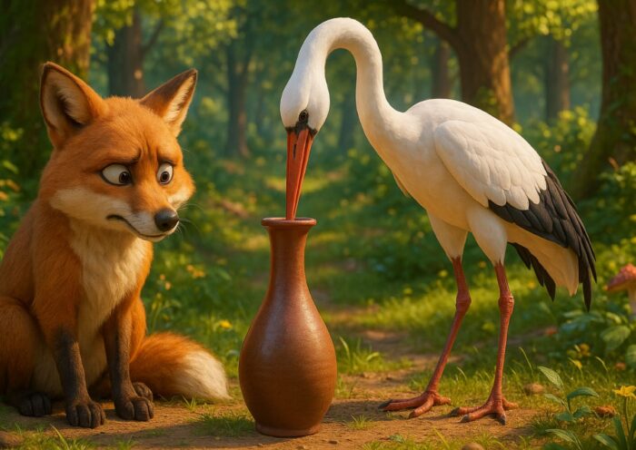 সারস ও শেয়াল | বক ও শেয়ালের বুদ্ধির গল্প – ঈশপের নৈতিক শিক্ষা