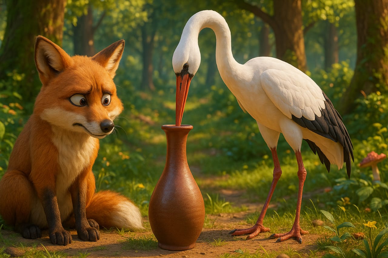 সারস ও শেয়াল | বক ও শেয়ালের বুদ্ধির গল্প – ঈশপের নৈতিক শিক্ষা